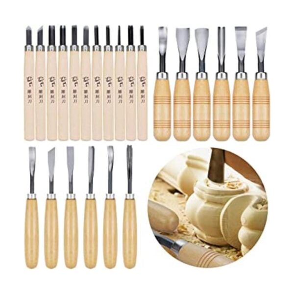 WAYCOM Juego de 24 cuchillos de madera kit de tallado de