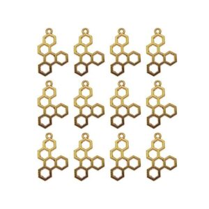 Paquete de 40 colgantes de aleación de metal dorado con_1