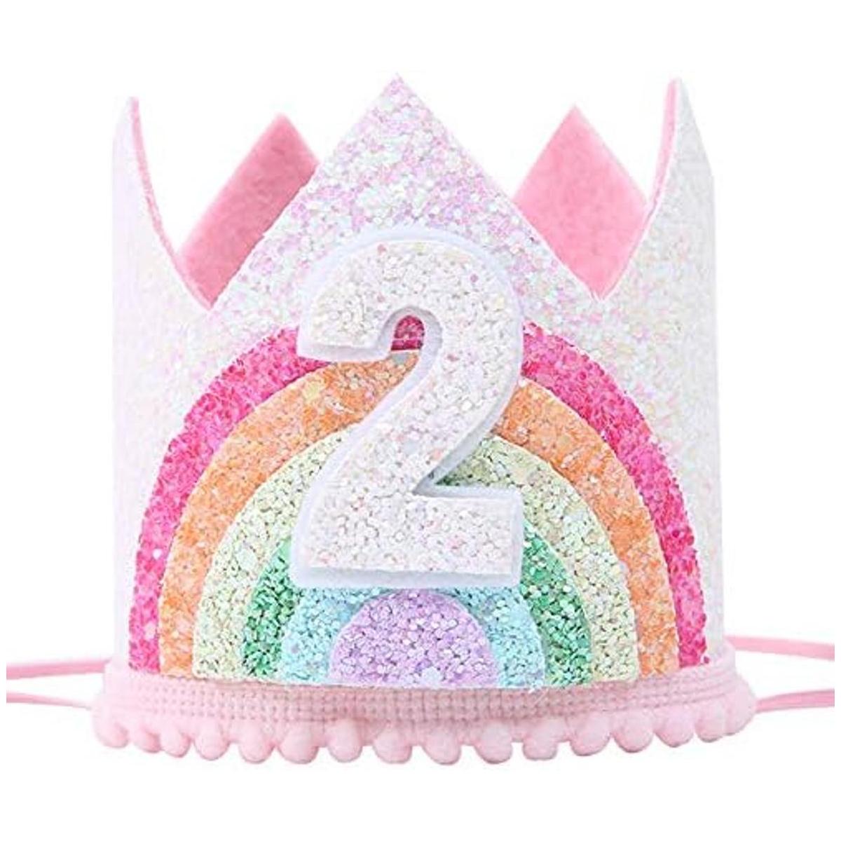 Corona de cumpleaños para niña arcoíris sombrero de