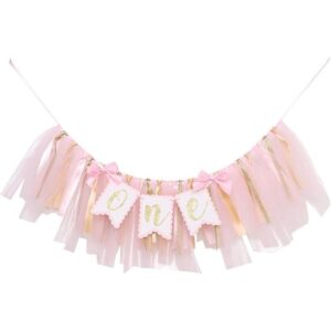 Banner de trona para el primer cumpleaños para niña de