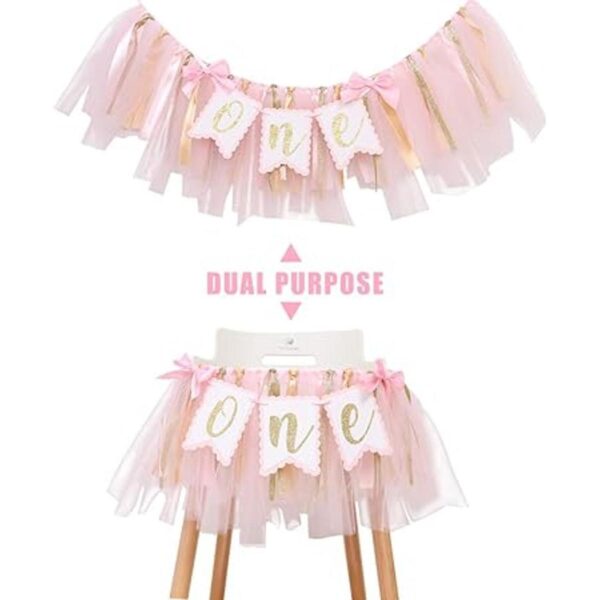 Banner de trona para el primer cumpleaños para niña de