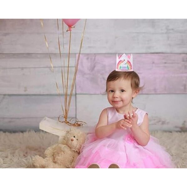 Corona de cumpleaños para niña arcoíris sombrero de_3