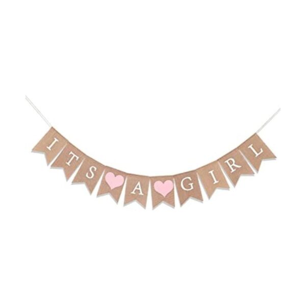 Bandera de arpillera para baby girl shower Decoración de_1
