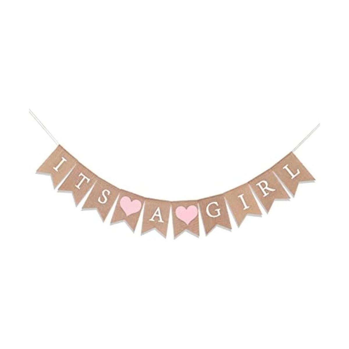 Bandera de arpillera para baby girl shower Decoración de