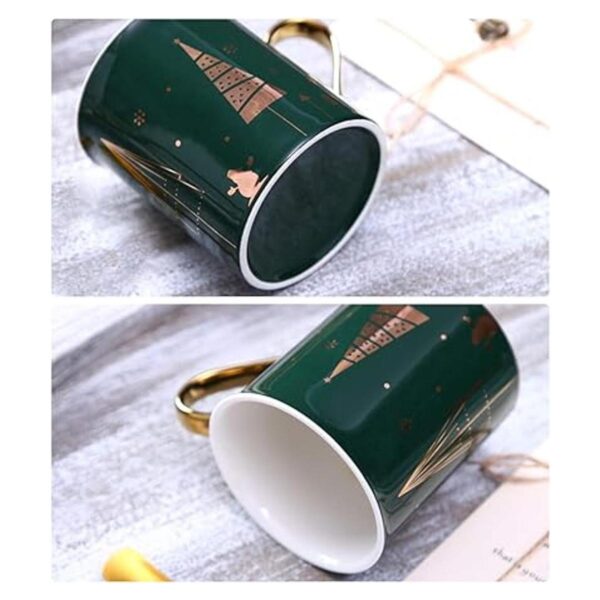 WAVEYU Bonita taza de café de Navidad con mango dorado