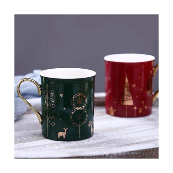 WAVEYU Bonita taza de café de Navidad con mango dorado