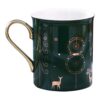 WAVEYU Bonita taza de café de Navidad con mango dorado