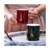 WAVEYU Bonita taza de café de Navidad con mango dorado