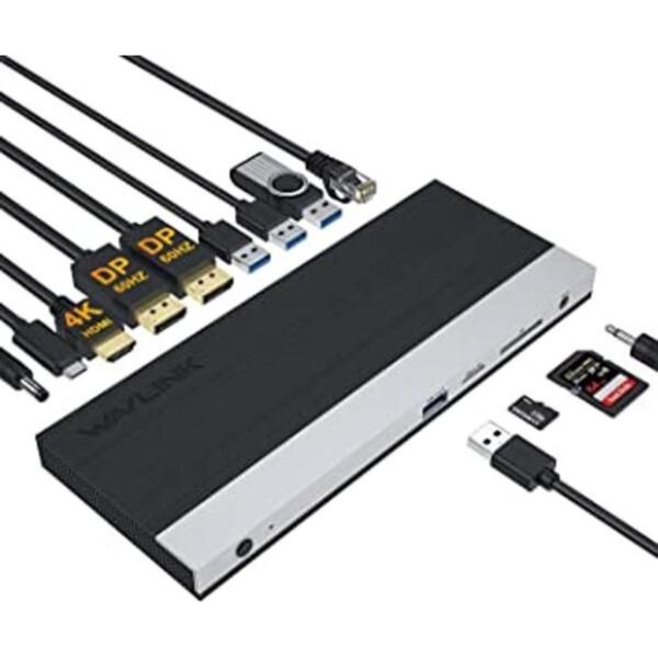 WAVLINK Estación de acoplamiento USB C triple para laptop_1