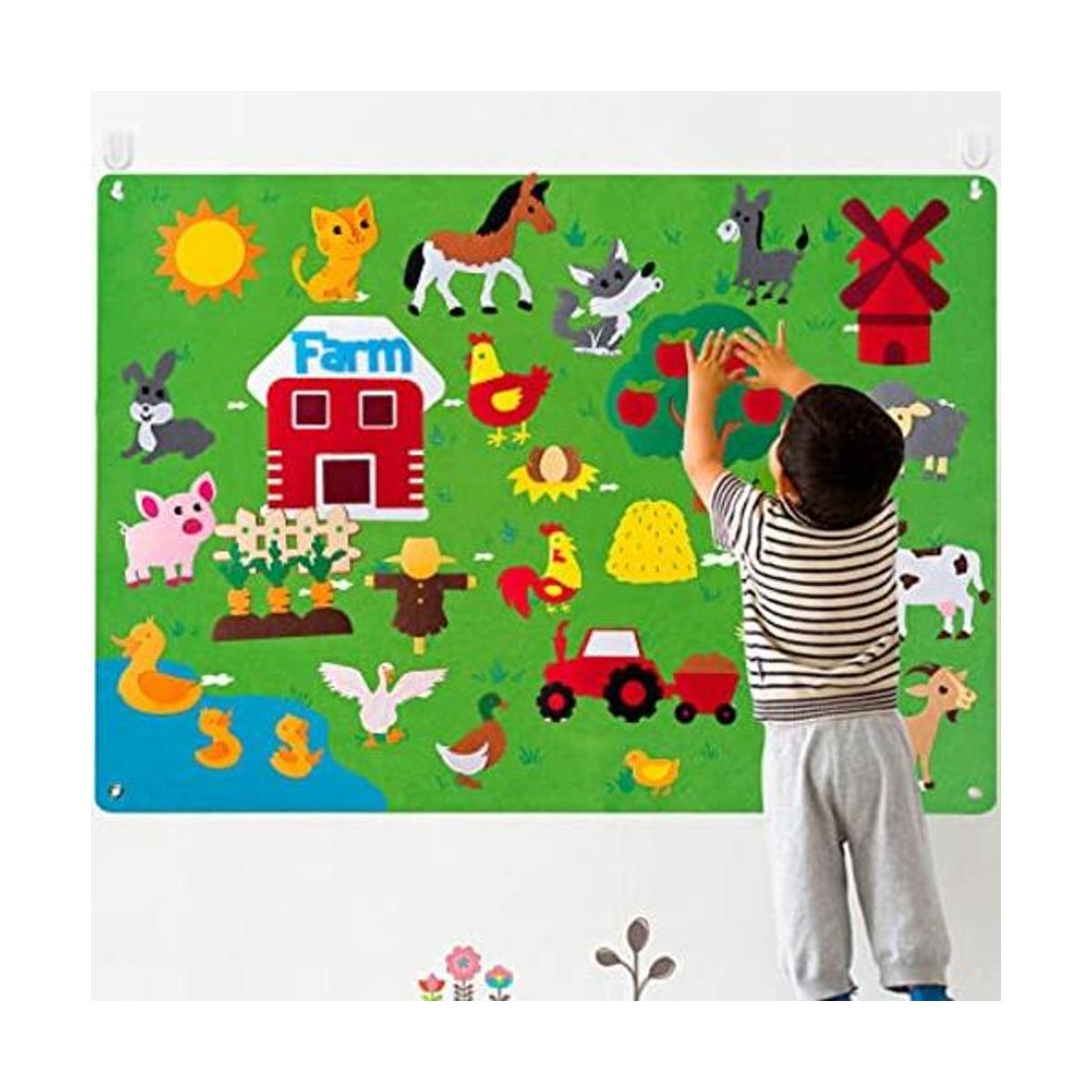 WATINC Juego de tablero de fieltro de animales de granja
