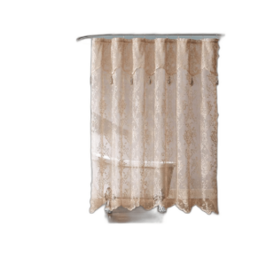WARM HOME DESIGNS Golden Linen Cortina de ducha de encaje_1