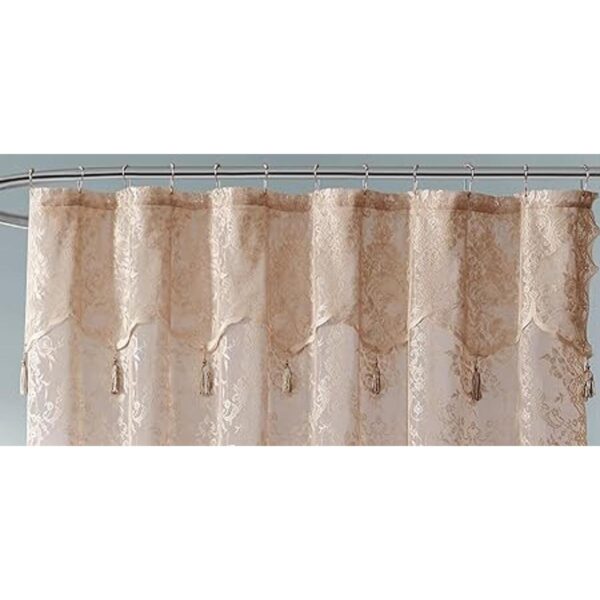 WARM HOME DESIGNS Golden Linen Cortina de ducha de encaje_3