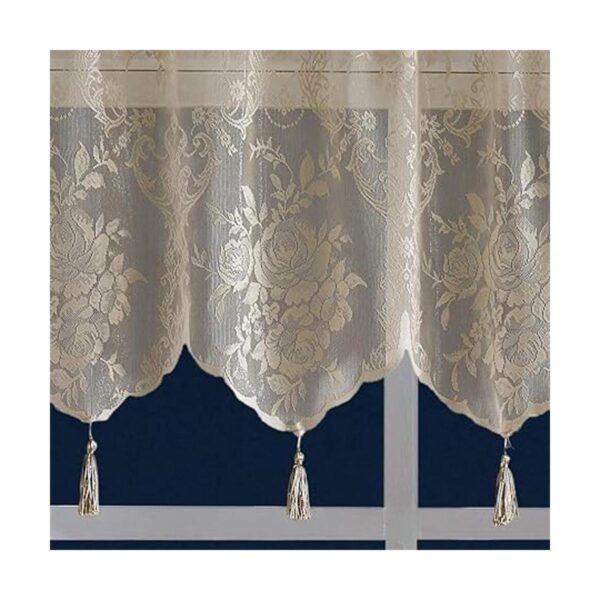 WARM HOME DESIGNS Golden Linen Cortina de ducha de encaje_4