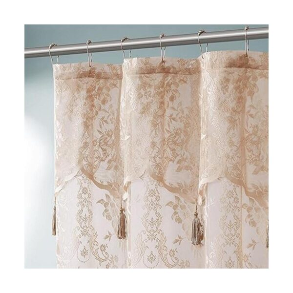 WARM HOME DESIGNS Golden Linen Cortina de ducha de encaje_2