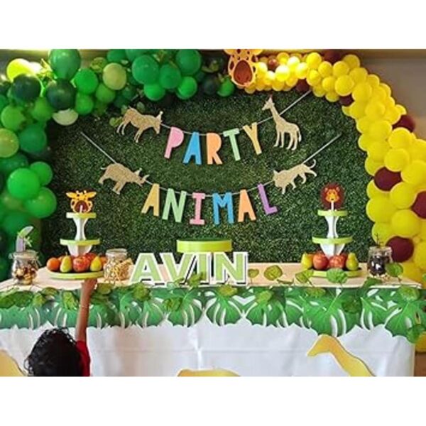 Pancarta de cumpleaños de animales de fiesta para bebé_3