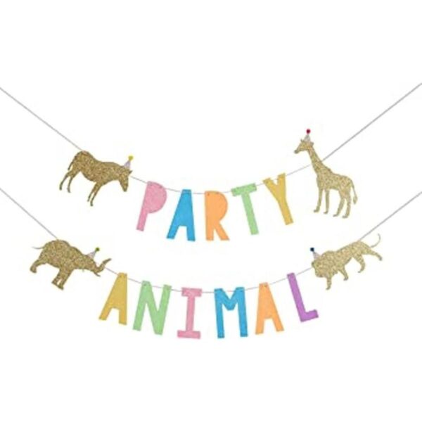 Pancarta de cumpleaños de animales de fiesta para bebé_1