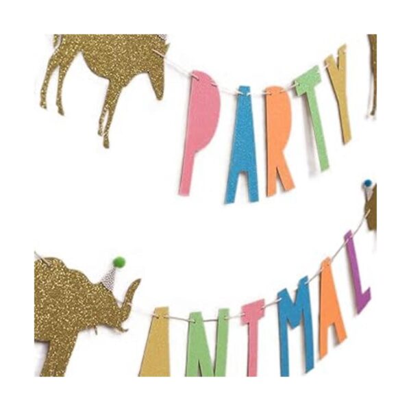 Pancarta de cumpleaños de animales de fiesta para bebé_5