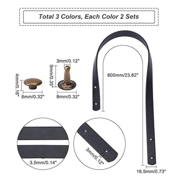 WADORN Paquete de 6 asas de cuero para bolsas correas de_4