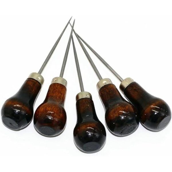 Pack de 5 Cuero Craft Mango de madera Lezna Herramienta_1