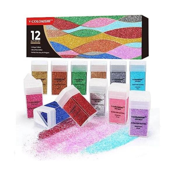 VCOLOKISHI Juego de purpurina ultrafina 12 colores