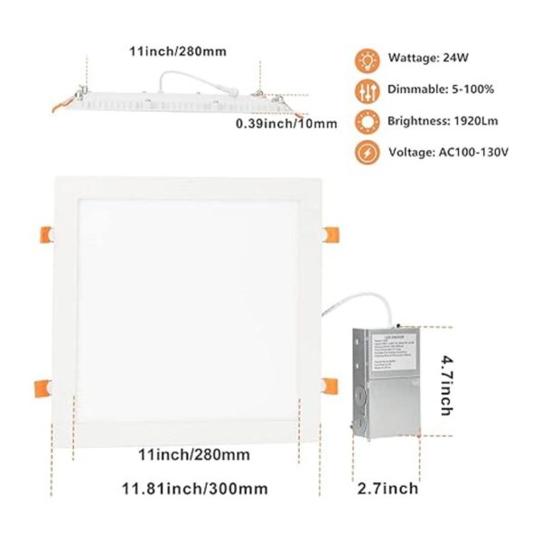 Vtuik Paquete de 4 luces LED cuadradas regulables de 11_2