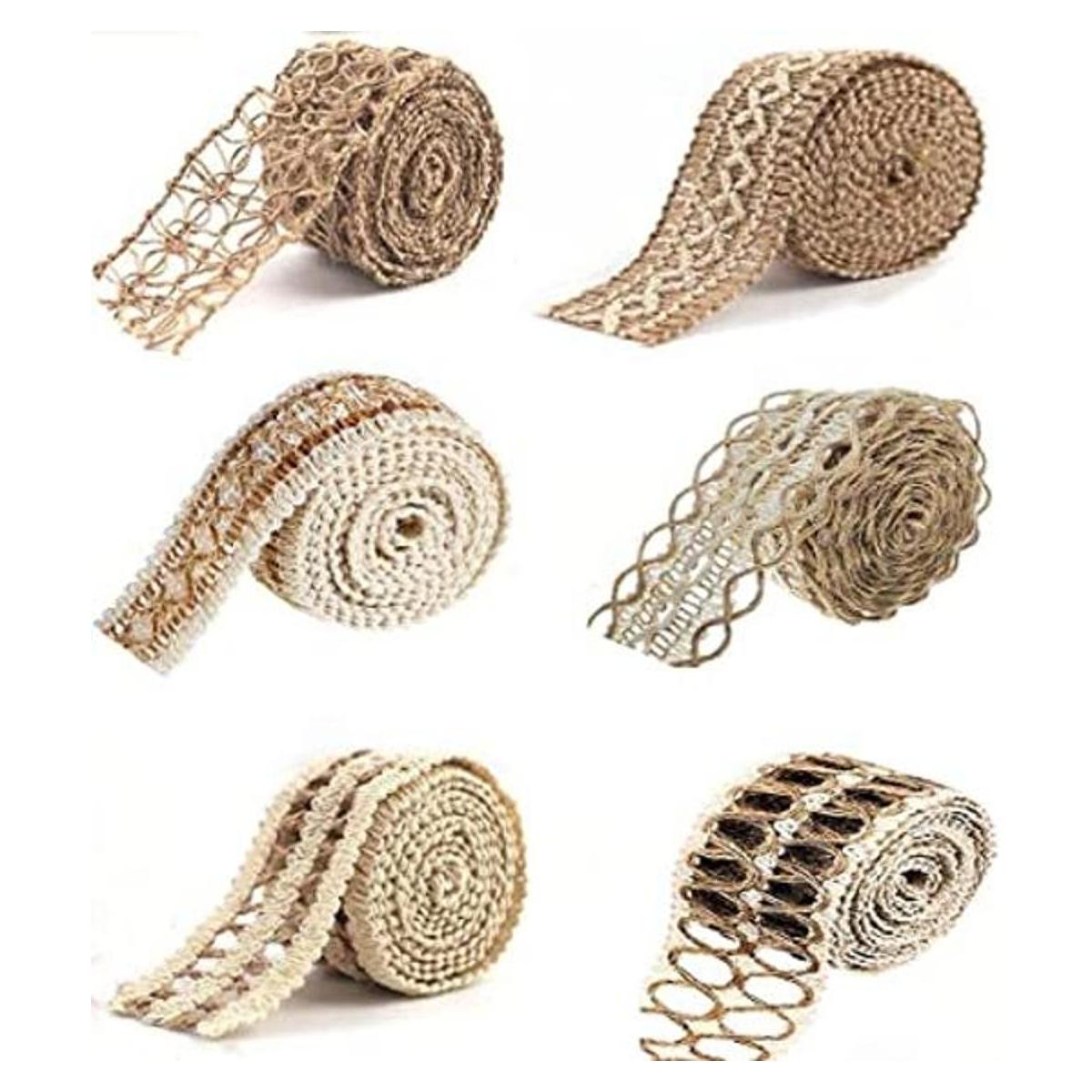 VstarOne 6 rollos de cinta de yute cintas de encaje de