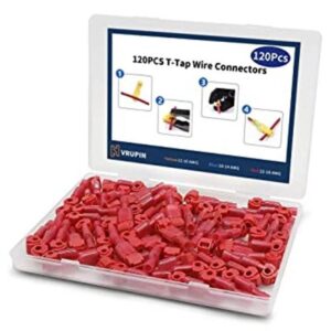 Vrupin 120 conectores de cable T Rojo 2218AWG Conector_1