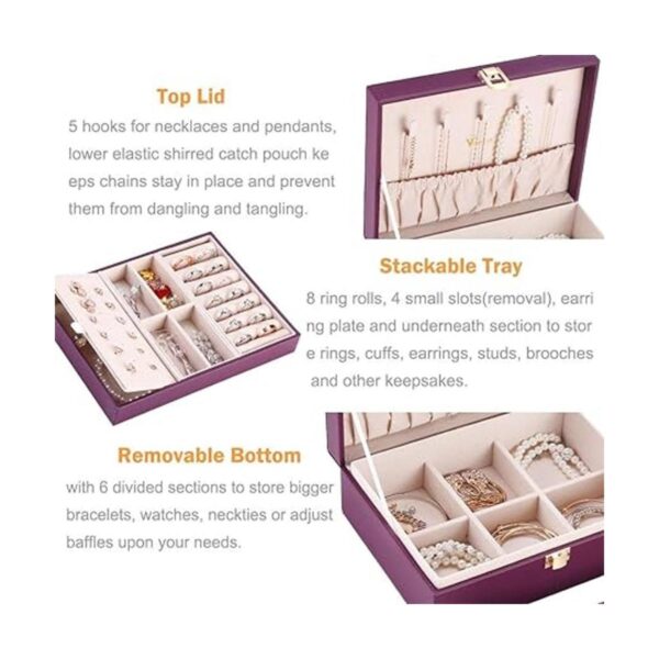 Voova Joyero organizador para mujeres y niñas 2 capas de_2