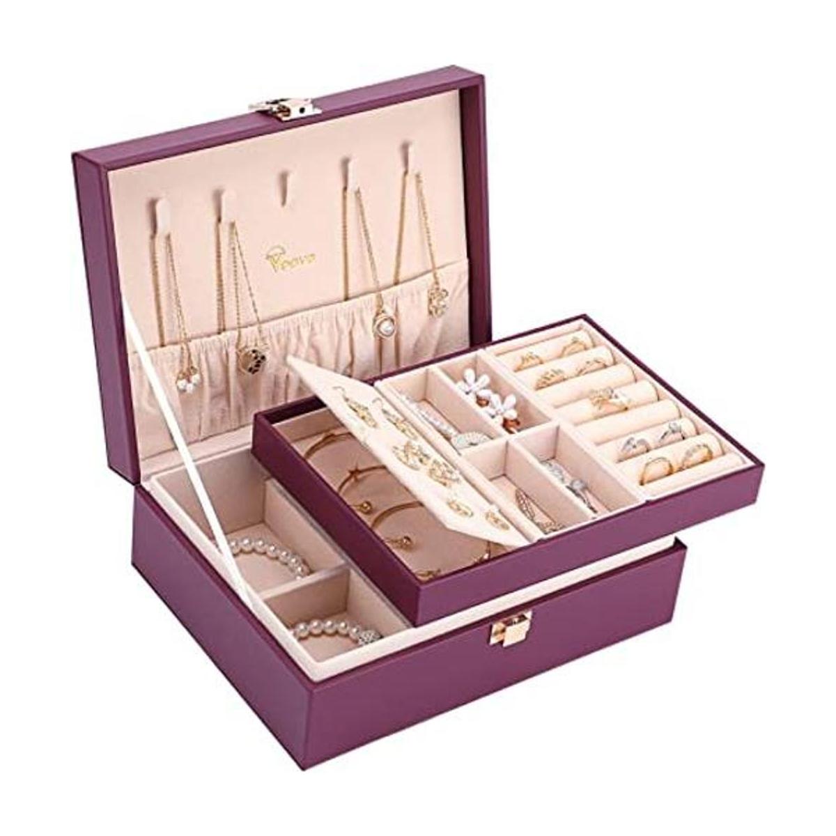Voova Joyero organizador para mujeres y niñas 2 capas de