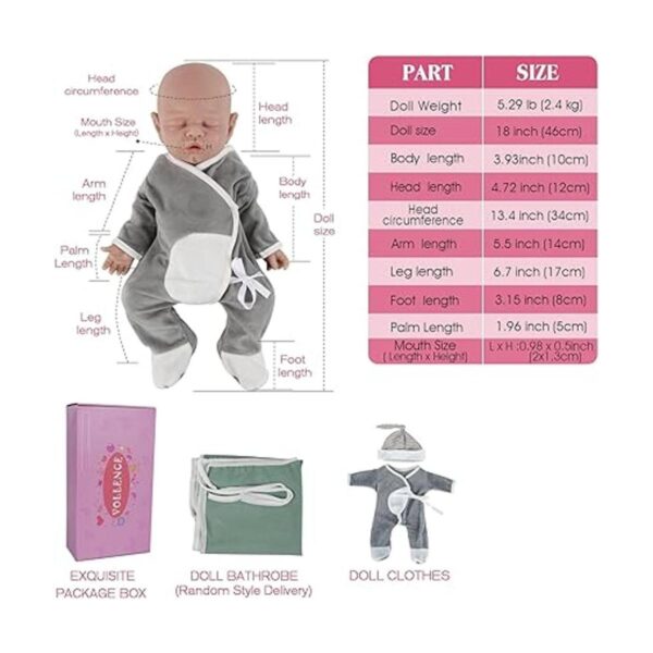 Vollence Muñeca de bebé de silicona completa de 18_5