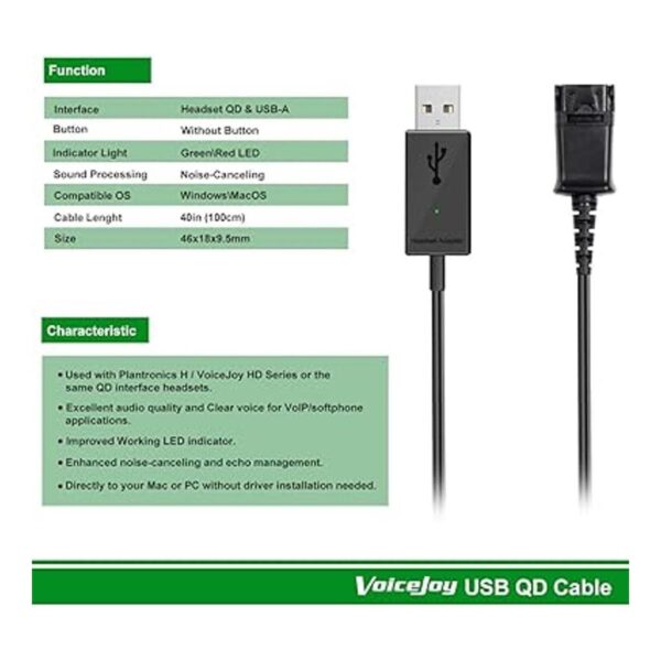 Cable QD de desconexión rápida de auriculares de oficina