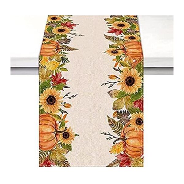 Vohado Camino de mesa de lino con diseño de girasol y_1