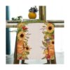 Vohado Camino de mesa de lino con diseño de girasol y_3