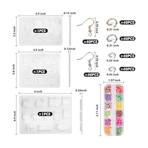 3 moldes de resina para pendientes con agujero molde de