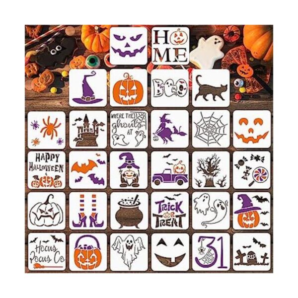 30 plantillas de Halloween reutilizables de 3 x 3_1