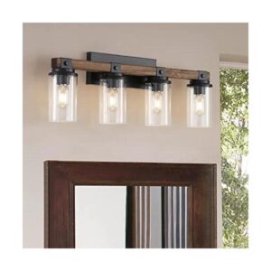 Lámpara de tocador de baño estilo granja de madera retro_1