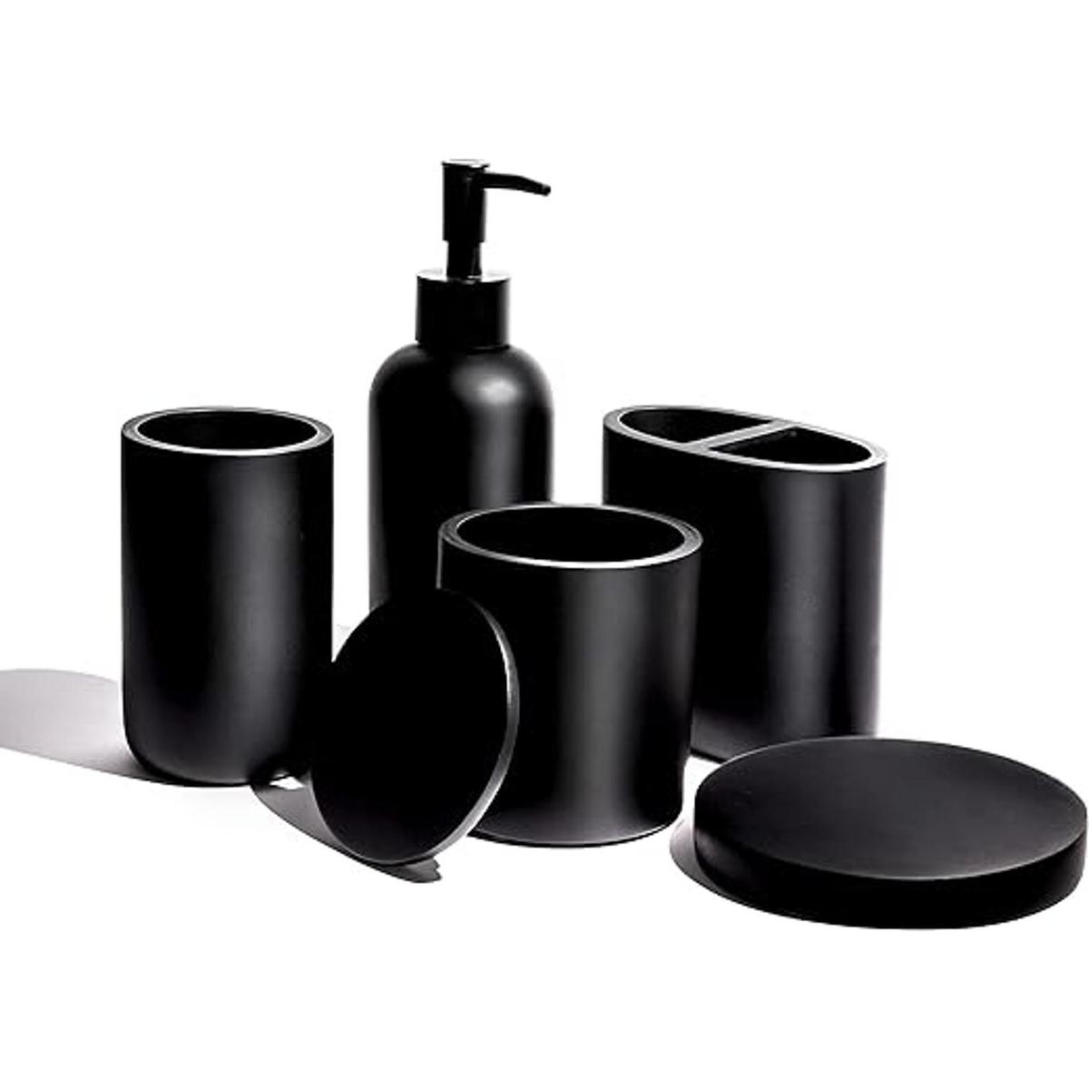 Juego completo de 5 accesorios de baño de color negro
