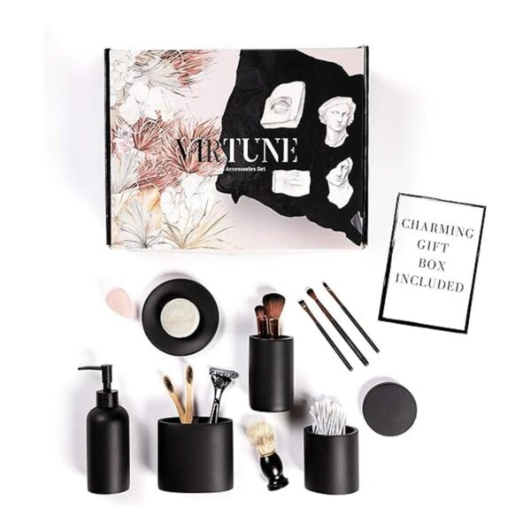 Juego completo de 5 accesorios de baño de color negro_5