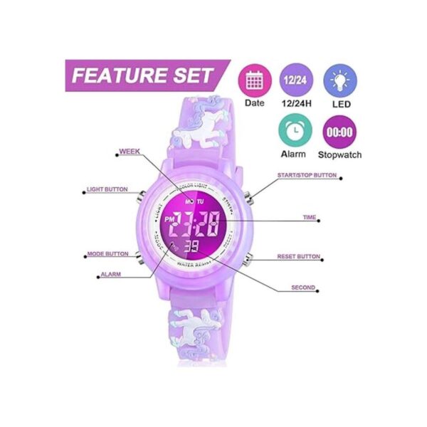 Viposoon Relojes LED impermeables para niños con alarma