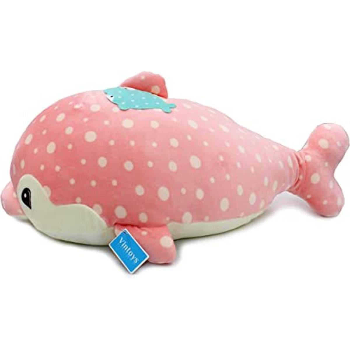 Vintoys Peluche de delfín rosa muy suave almohada grande