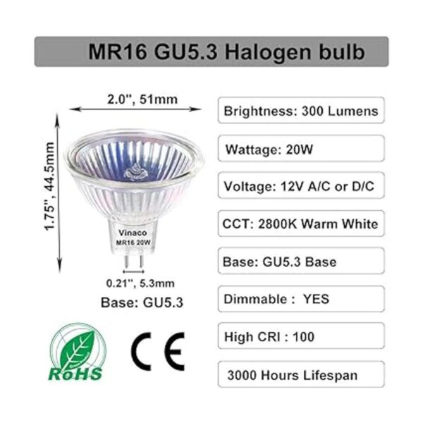 Bombilla halógena MR16 20 W regulable 12 V GU5.3 3000_4