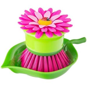 Vigar Flower Power Cepillo para platos con soporte para_1