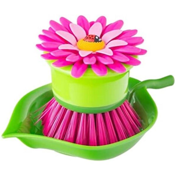 Vigar Flower Power Cepillo para platos con soporte para_1