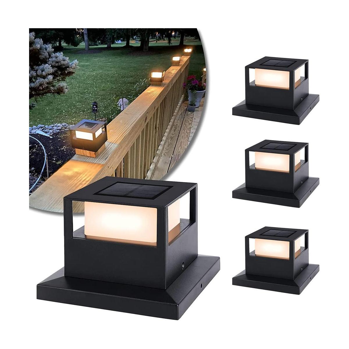 VIEWSUN Paquete de 4 luces solares para postes de jardín