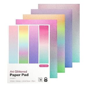 Papel de cartulina con purpurina 16 hojas de papel con