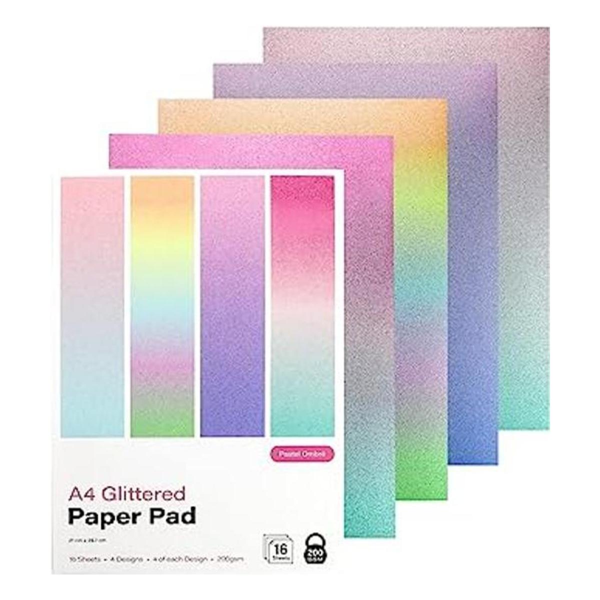 Papel de cartulina con purpurina 16 hojas de papel con