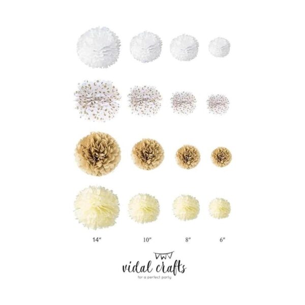 Vidal Crafts Kit de 20 pompones de papel de seda flores_3