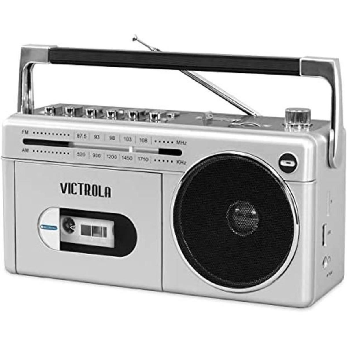 Victrola VBB25SLV Mini Boombox Bluetooth con reproductor