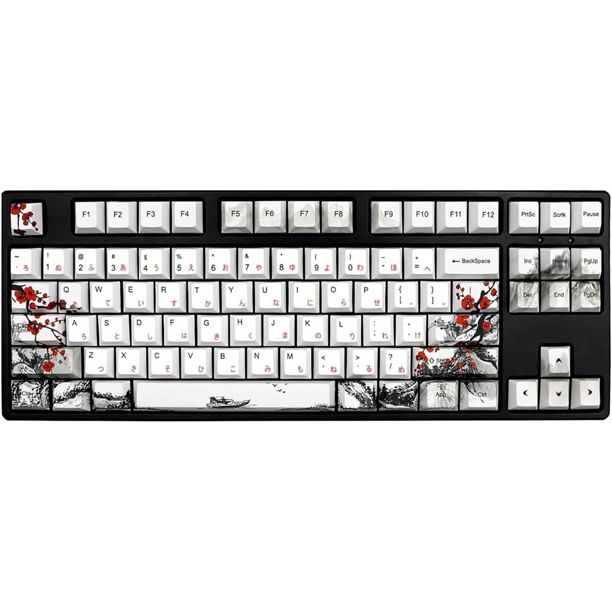 JSJT Ciruela Blossom Teclas japonesas de 135 teclas PBT
