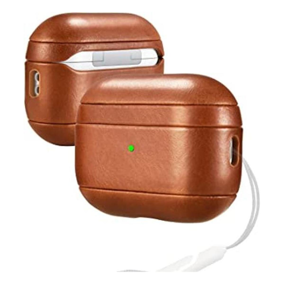 ICARER Funda AirPod Pro 2 funda portátil de cuero genuino